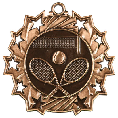 Antique Bronze 2 1/4" Tennis Ten Star Medal
