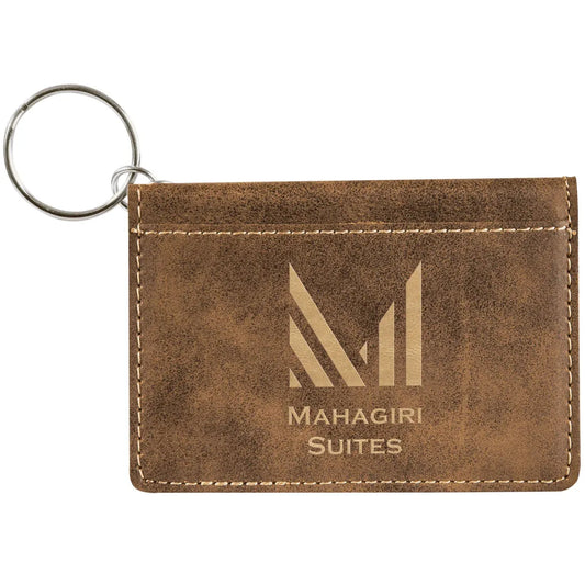 Rustic/Gold 4 1/4" x 3" Laserable Leatherette Keychain ID Holder