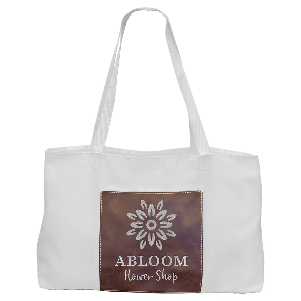 White Bag with 5" Rustic/Silver 19" x 12" Laserable Leatherette Gusset