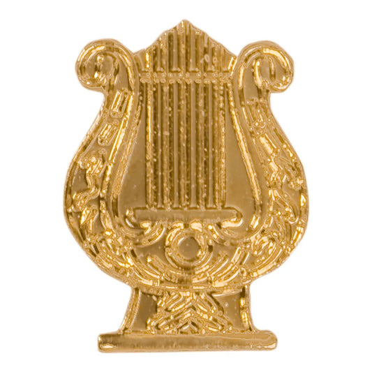 Gold Music Lyre Metal Chenille Letter Insignia