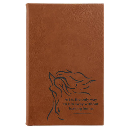 Rawhide 5 1/4" x 8 1/4" Laserable Leatherette Sketch Book with Unlined Notepad