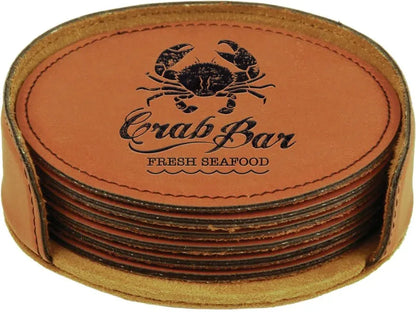 Rawhide 4" Round Laserable Leatherette 6-Coaster Set