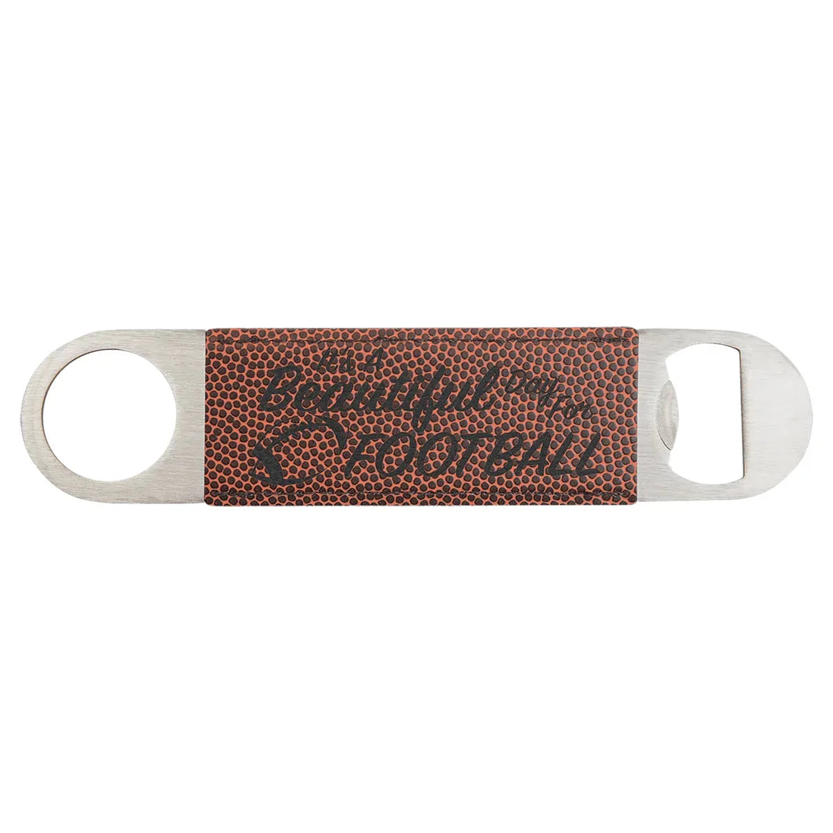 Football 1 1/2" x 7" Laserable Leatherette Bottle Opener