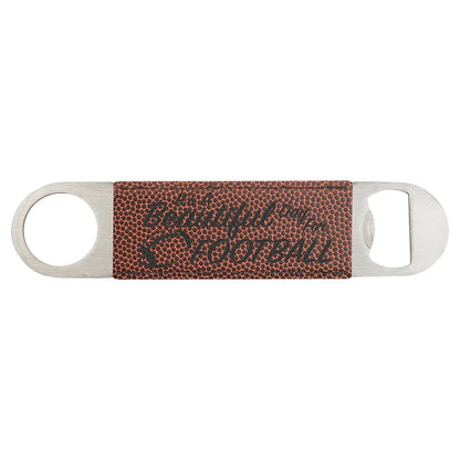 Football 1 1/2" x 7" Laserable Leatherette Bottle Opener