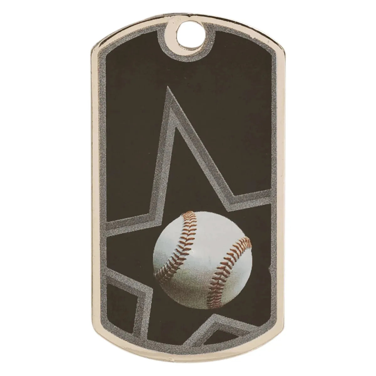 2" Black/Silver Baseball Laserable Star Dog Tag