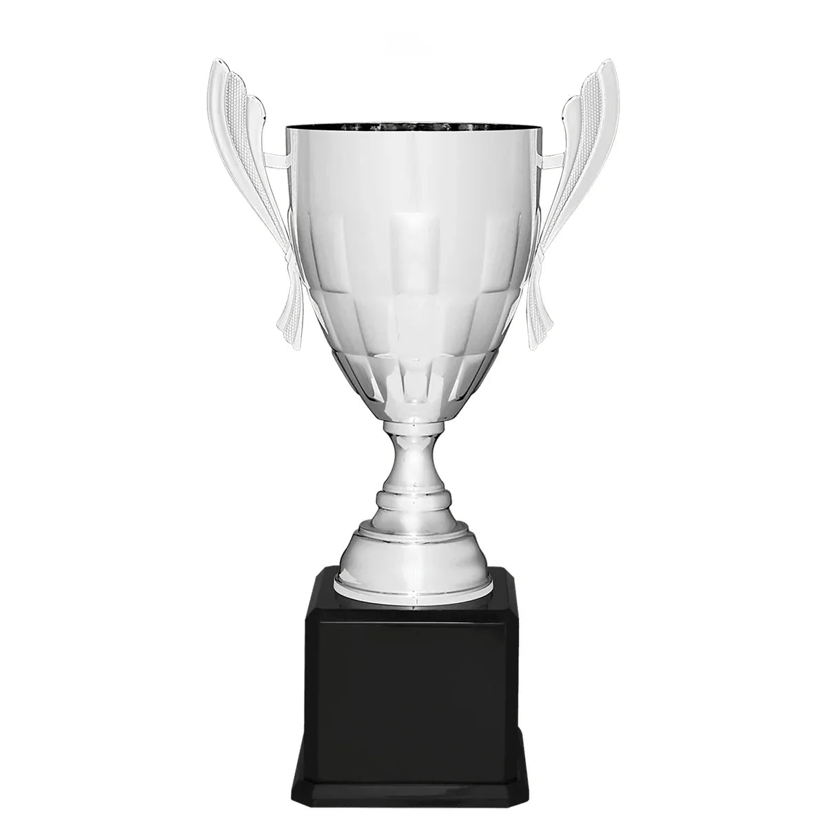 Silver Completed Metal Cup Trophy on Black Royal 24 3/4" Piano Finish Base