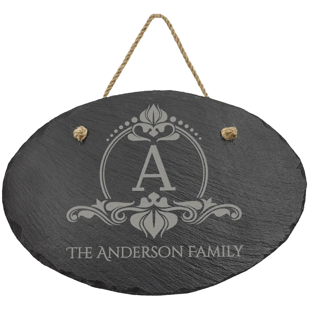 11 3/4" x 7 3/4" Oval Slate Decor with Hanger String
