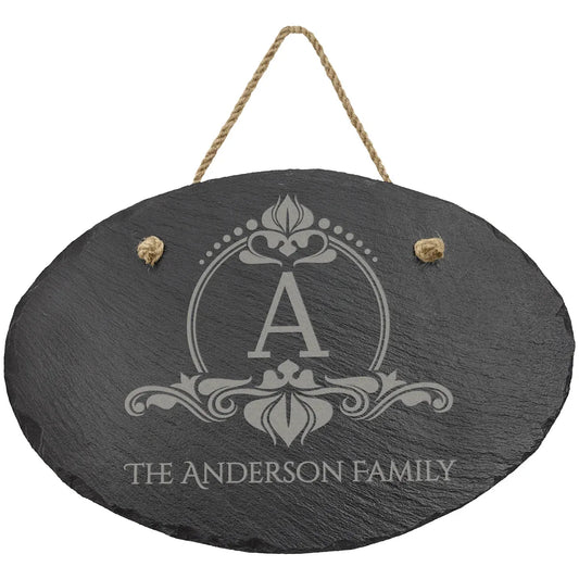 11 3/4" x 7 3/4" Oval Slate Decor with Hanger String