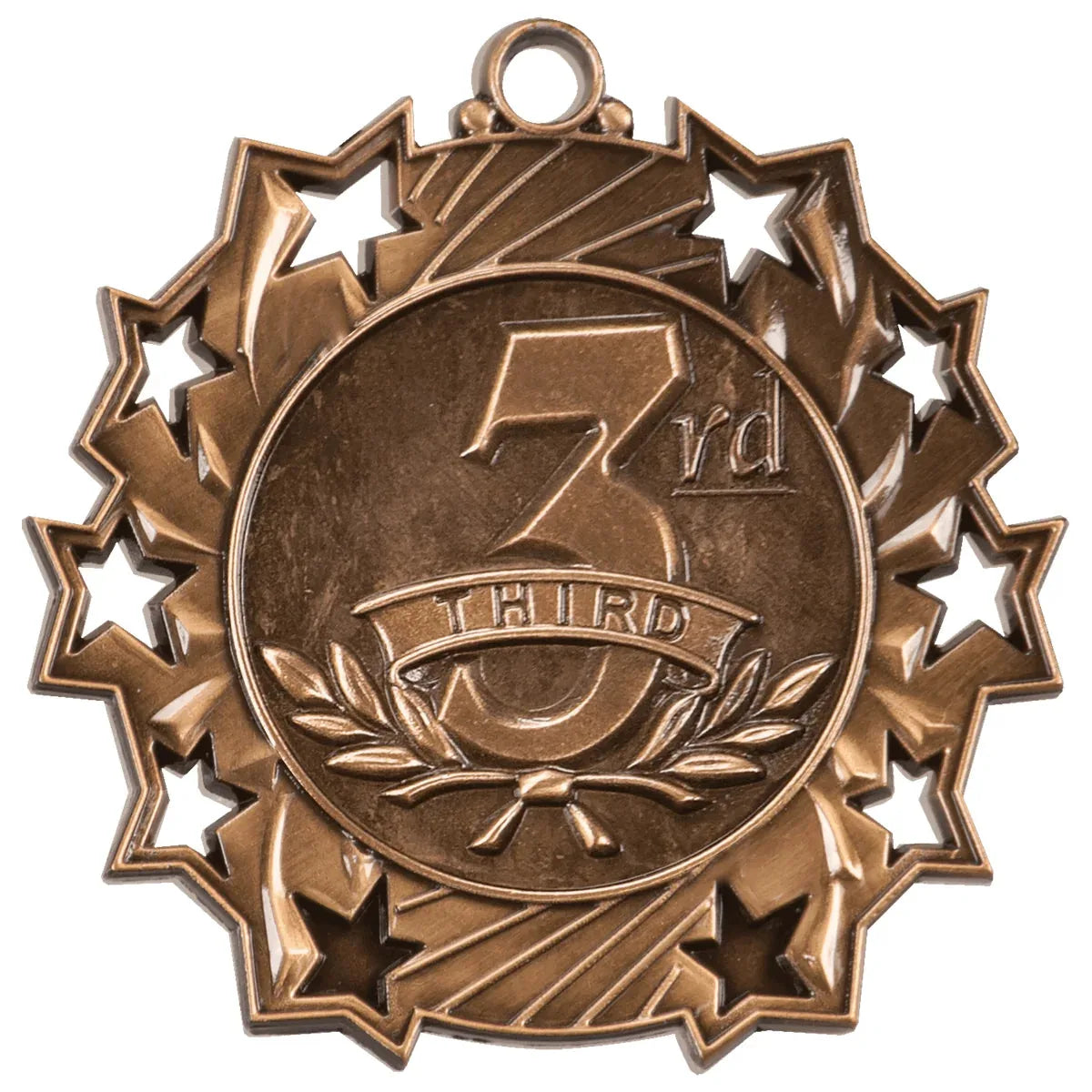 2 1/4" Antique Bronze 3rd Place Ten Star Medal