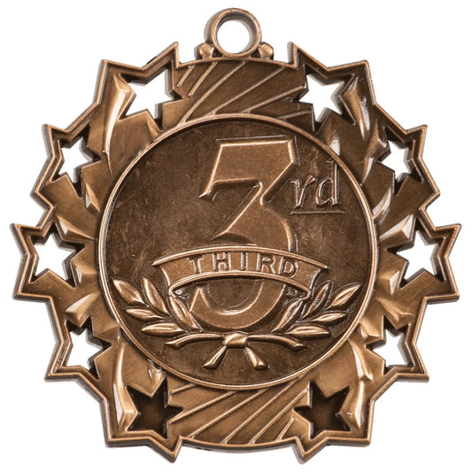 2 1/4" Antique Bronze 3rd Place Ten Star Medal