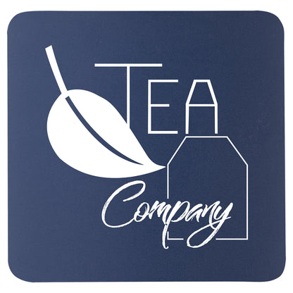 Navy Blue White 3 3/4" x 3 3/4" Square Silicone Coaster