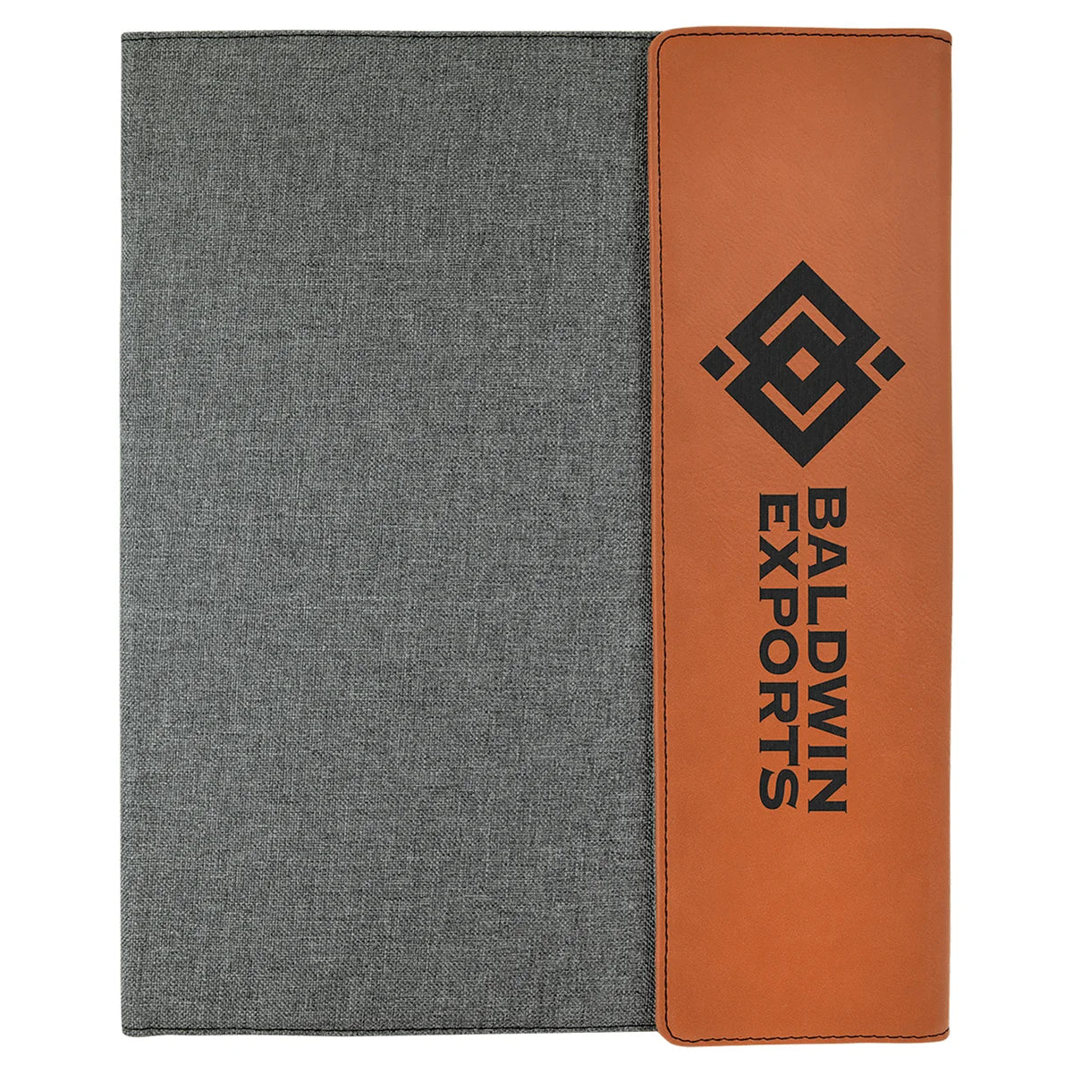 Rawhide Laserable Leatherette / Gray 9 1/2" x 12" Canvas Portfolio with Notepad