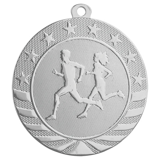 Bright Silver 2 3/4" Cross Country Starbrite Medal