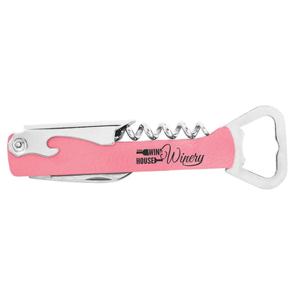 Pink Laserable Leatherette Wine Bottle Opener