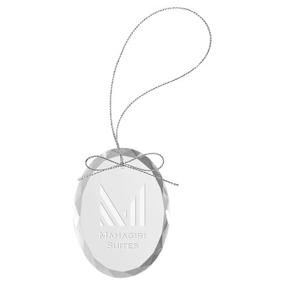 Clear Oval Glass Ornament with Silver 3 1/4" String