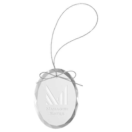Clear Oval Glass Ornament with Silver 3 1/4" String