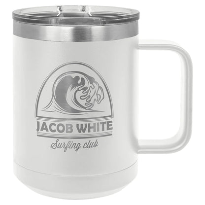 White Polar Camel 15 oz. Vacuum Insulated Mug with Slider Lid