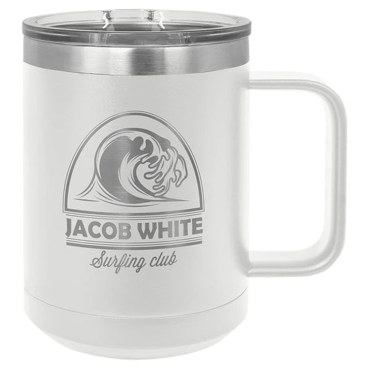 White Polar Camel 15 oz. Vacuum Insulated Mug with Slider Lid