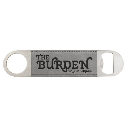 Gray 1 1/2" x 7" Laserable Leatherette Bottle Opener