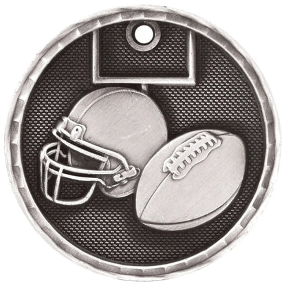 Antique Silver 2" 3D Football Medal