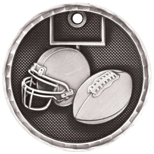 Antique Silver 2" 3D Football Medal