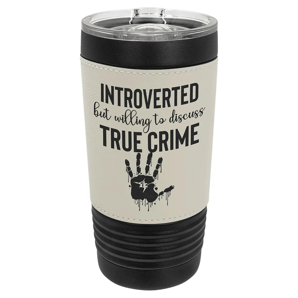 Black White Polar Camel 20 oz. Leatherette Tumbler with Slider Lid