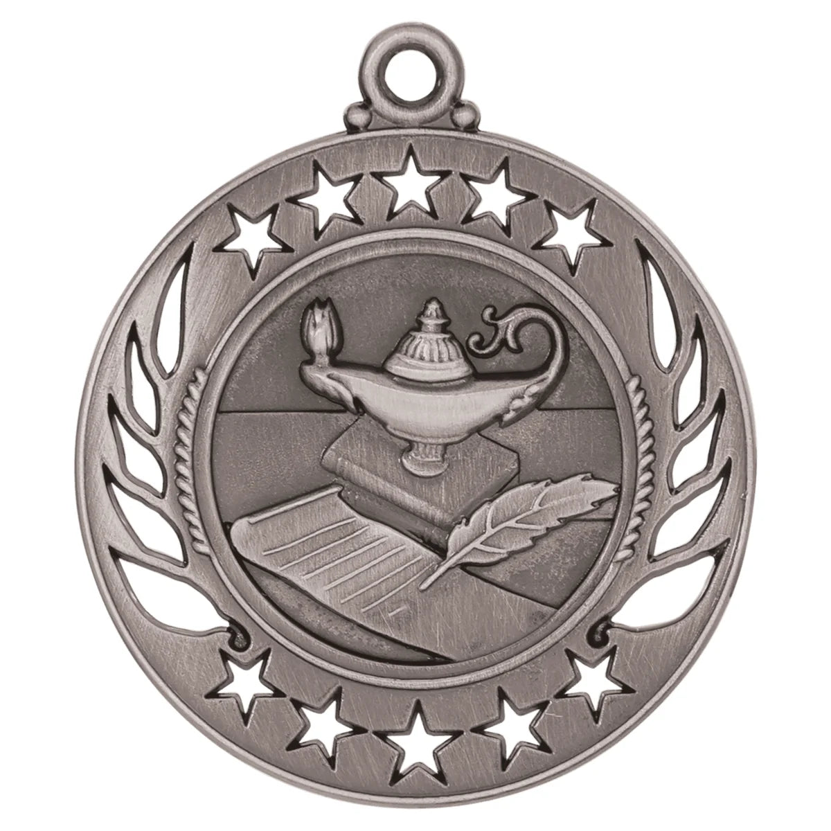 Antique Silver 2 1/4" Lamp of Knowledge Galaxy Medal