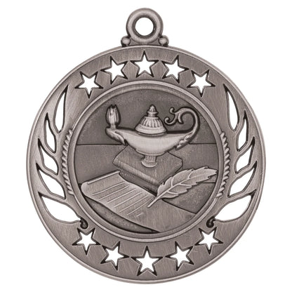 Antique Silver 2 1/4" Lamp of Knowledge Galaxy Medal