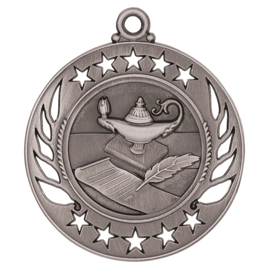 Antique Silver 2 1/4" Lamp of Knowledge Galaxy Medal