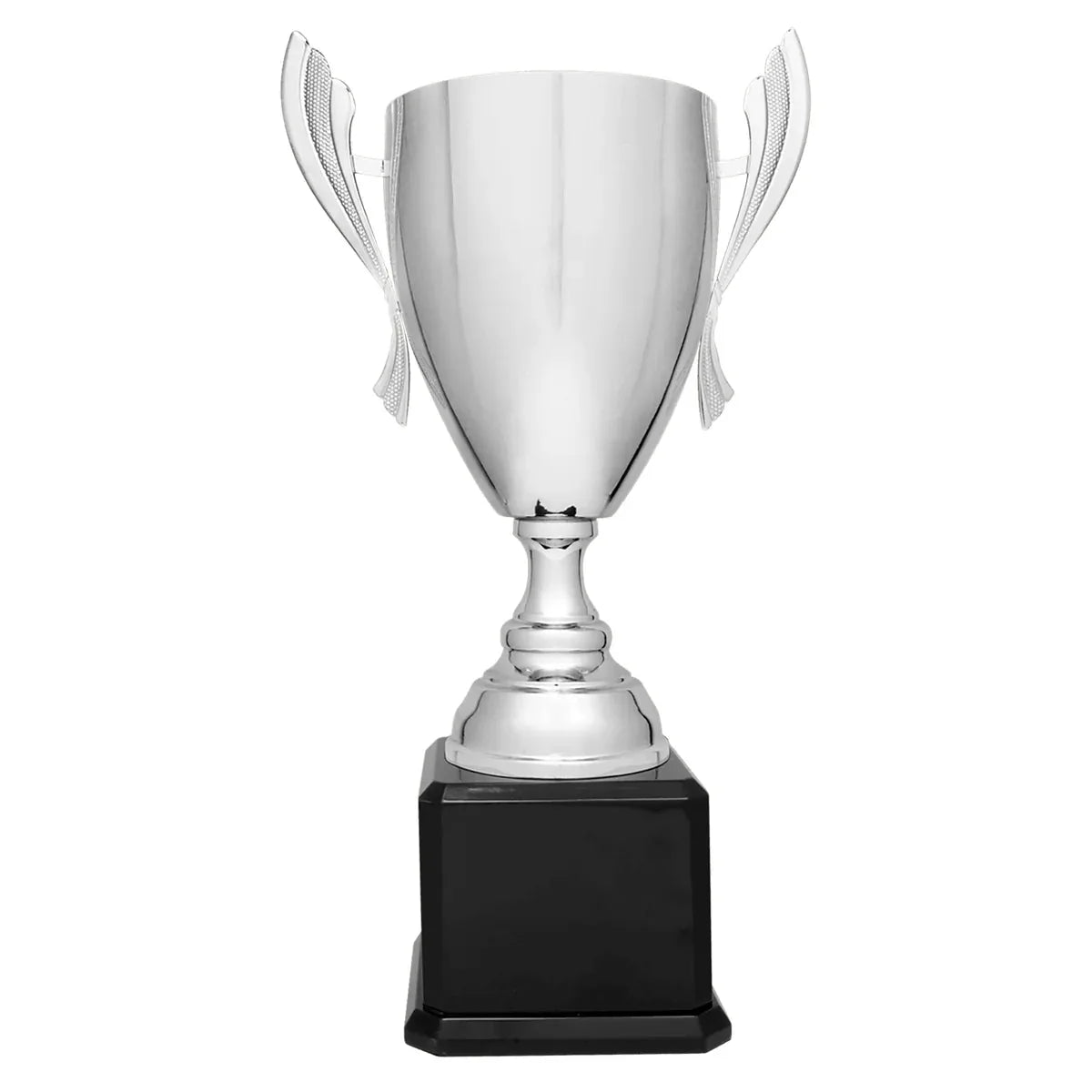 Silver Completed Metal Cup Trophy on Black Royal 2 22" Piano Finish Base