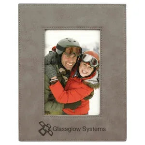 Gray 4" x 6" Laserable Leatherette Photo Frame
