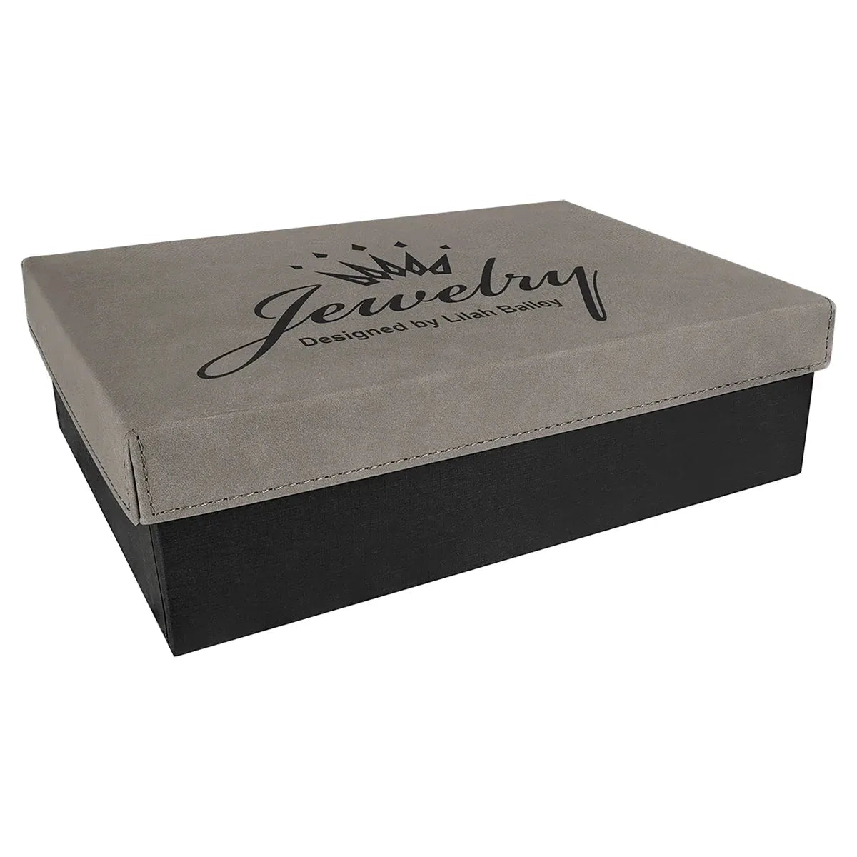Gray 9 7/8" x 7 1/8" Gift Box with Laserable Leatherette Lid