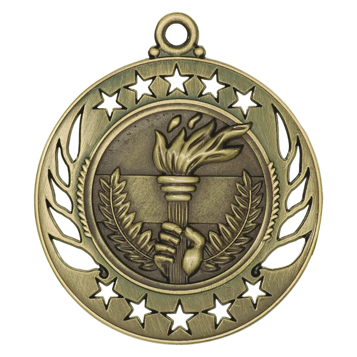 Antique Gold 2 1/4" Torch Galaxy Medal