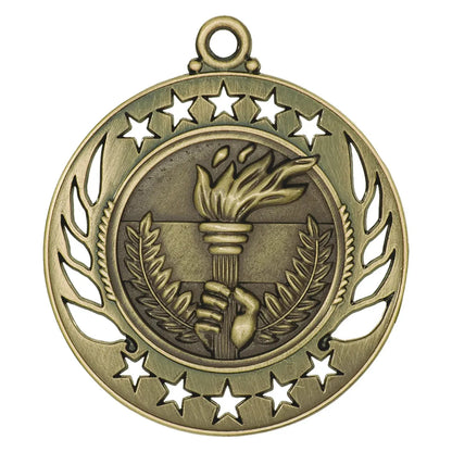 Antique Gold 2 1/4" Torch Galaxy Medal