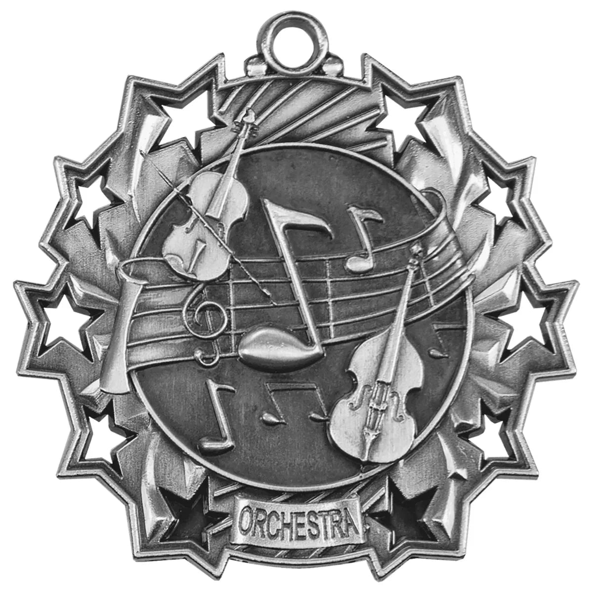 Antique Silver 2 1/4" Orchestra Ten Star Medal