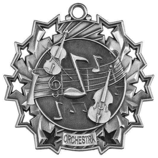 Antique Silver 2 1/4" Orchestra Ten Star Medal