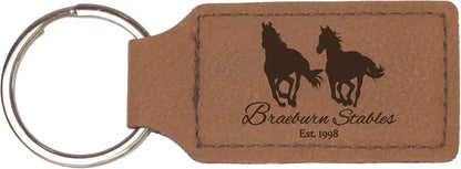 Dark Brown 2 3/4" x 1 1/4" Laserable Leatherette Rectangle Keychain