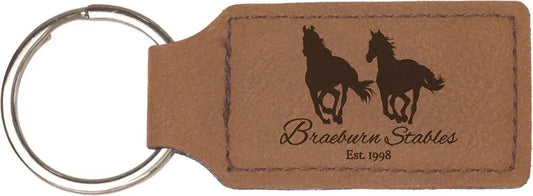Dark Brown 2 3/4" x 1 1/4" Laserable Leatherette Rectangle Keychain