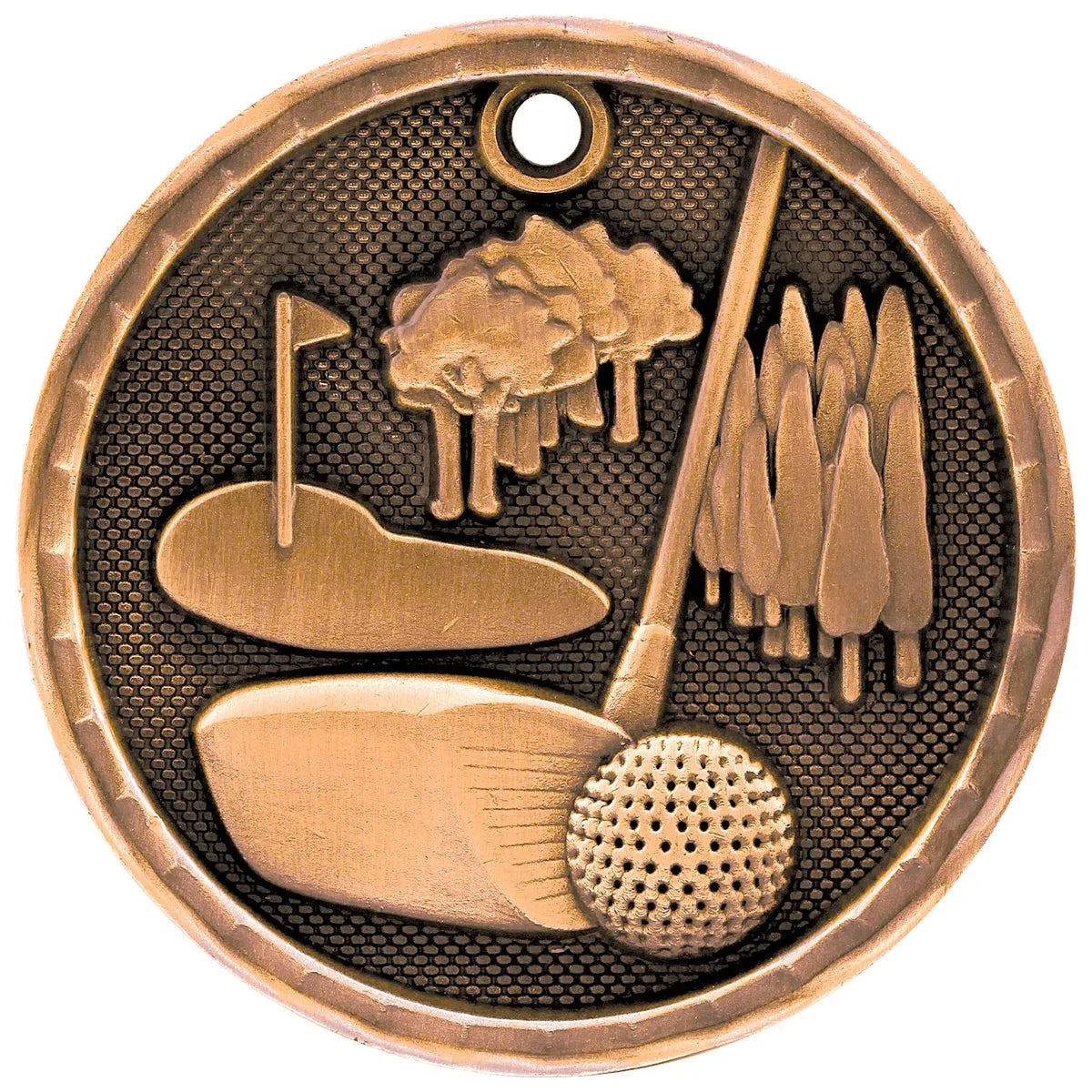Antique Bronze 2" 3D Golf Medal