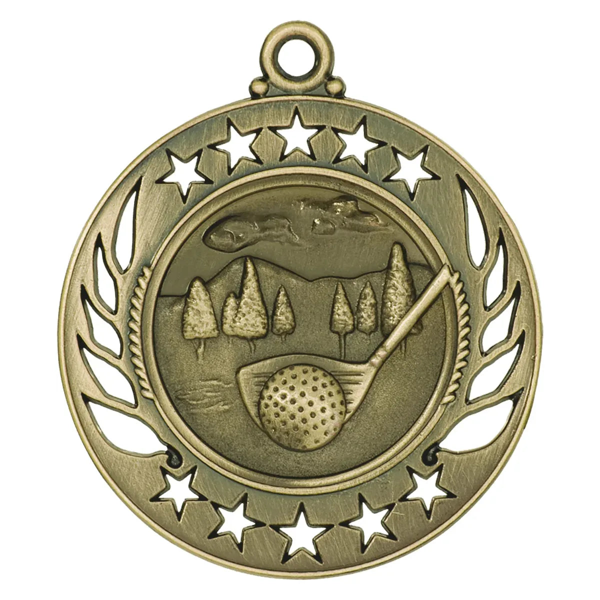 Antique Gold 2 1/4" Golf Galaxy Medal