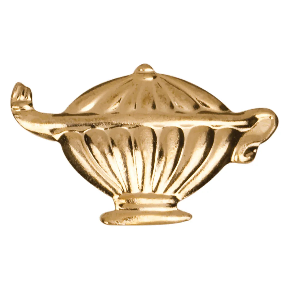 Gold Lamp of Knowledge Metal Chenille Letter Insignia — Custom Branded Pin | Bright Gold Finish