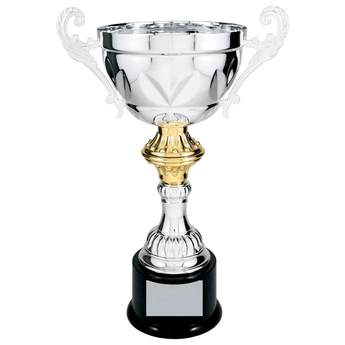 Silver 14 1/2" Completed Metal Cup Trophy on Plastic Base