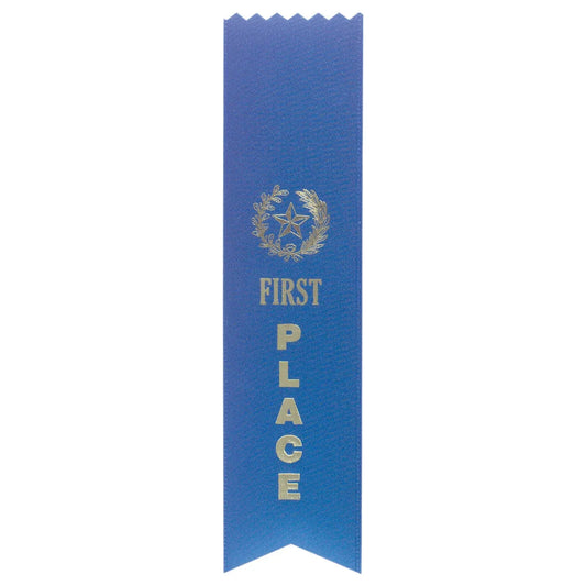 Blue 1st Place Pinked Top Ribbon