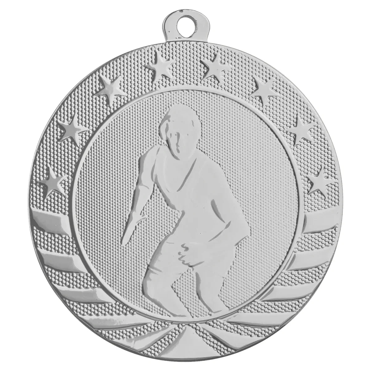 Bright Silver 2 3/4" Wrestling Starbrite Medal
