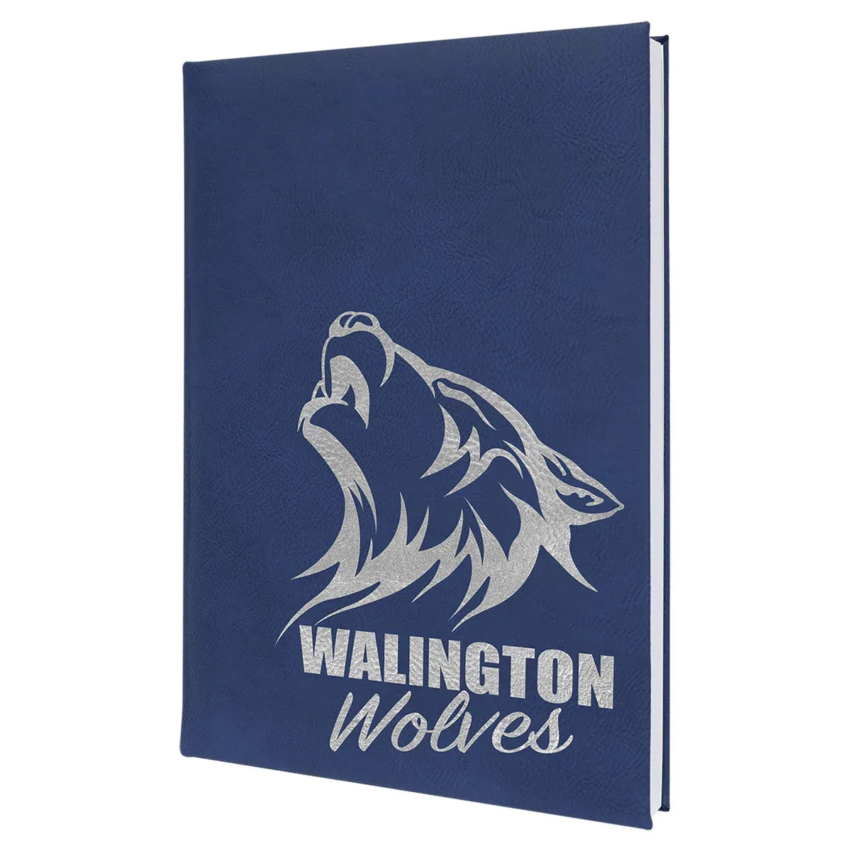 Blue/Silver 7" x 9 3/4" Laserable Leatherette Sketch Book with Unlined Notepad