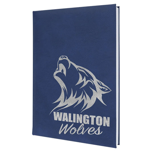 Blue/Silver 7" x 9 3/4" Laserable Leatherette Sketch Book with Unlined Notepad