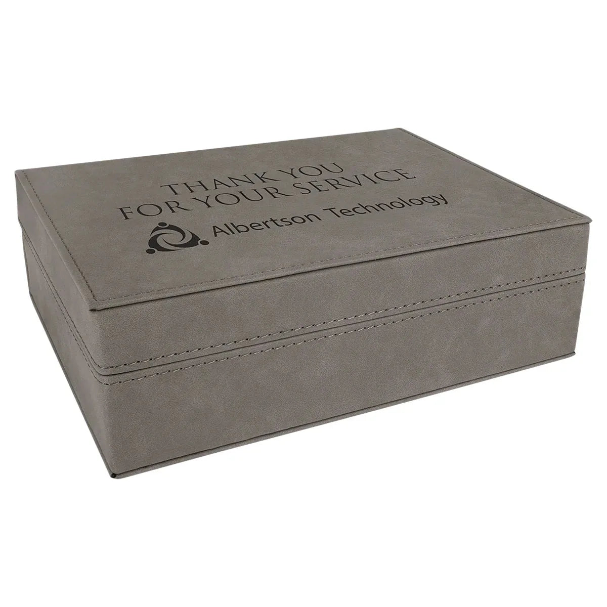 Gray 8" x 6 3/8" Laserable Leatherette Premium Gift Box