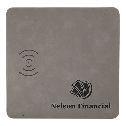 Gray 8" x 8" Laserable Leatherette Phone Charging Mat