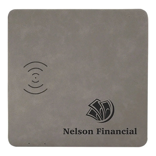 Gray 8" x 8" Laserable Leatherette Phone Charging Mat