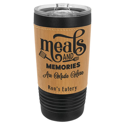 Black Bamboo Polar Camel 20 oz. Leatherette Tumbler with Slider Lid